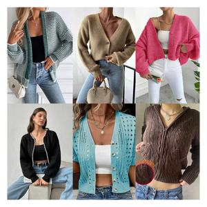 Cárdigan de lana de invierno de manga larga de estilo informal para <span class=keywords><strong>mujer</strong></span>, suéter de punto, diseño <span class=keywords><strong>cruzado</strong></span> de calor frontal, colores de contraste para extranjeros - Product Image 3