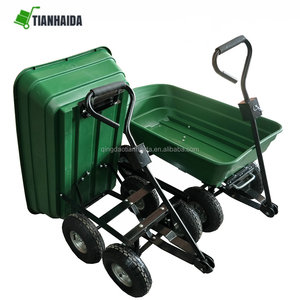 รถเข็นขนของแบบมีหลังคา <span class=keywords><strong>4</strong></span> ล้อ พร้อมตะกร้าพลาสติก สำหรับสวน - Product Image 2