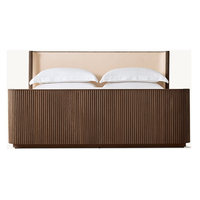 Lit double en bois massif de style américain, meubles de chambre à coucher modernes, simples et rétro, personnalisables, sans espace de rangement