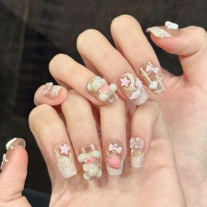 Uñas Postizas Kawaii 3D con Diseño de Mariposa, Oso y Fresa, Reutilizables, Hechas a Mano, Venta al por Mayor, 10 Piezas, Puntas de Uñas Acrílicas - Product Image 2
