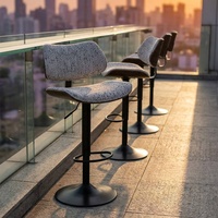 Tabourets de bar pivotants modernes réglables en hauteur, avec revêtement en tissu, chaise de bar à vérin à gaz avec base en métal pour îlot de cuisine, café, bar