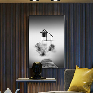 Bianco e nero <span class=keywords><strong>casa</strong></span> tranquilla albero stampa su tela Poster immagine della parete decorazione artistica pittura a olio su tela Poster stampa immagine d'<span class=keywords><strong>arte</strong></span> - Product Image 3