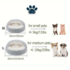 سرير حيوانات أليفة لطيف على شكل كهف، دافئ ومريح، قابل للغسل، مصنوع من القطيفة، يساعد على تخفيف القلق، مناسب للكلاب والقطط - Product Image 4