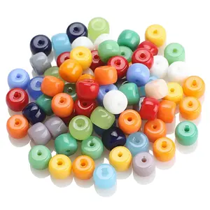 Perline di vetro multicolore 6*8mm accessori fai-da-te perline di perle di giada cilindrica glassate di giada di porcellana
