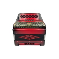 JB3412D Accordéon professionnel en bois 34 boutons 12 basses 5 registres Design rouge et noir Grille diatonique