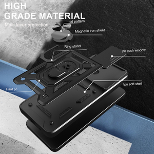 Funda de teléfono móvil con anillo de cámara de lente para <span class=keywords><strong>OPPO</strong></span> Reno 14 Pro <span class=keywords><strong>5G</strong></span> 13 Pro 12 14F 13F 12F 11F a prueba de golpes Kickstand Slim TPU PC contraportada - Product Image 3