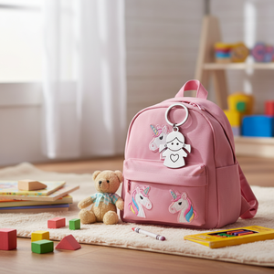 Portachiavi in argento per bambina con design a cuore, ideale per bambini e come regalo - Product Image 3