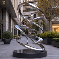 Escultura Abstracta de Acero Inoxidable Pulido a Espejo, Personalizada de Fábrica, Gran Instalación de Arte para Exteriores, para Resort, Plaza, Parque, Marina