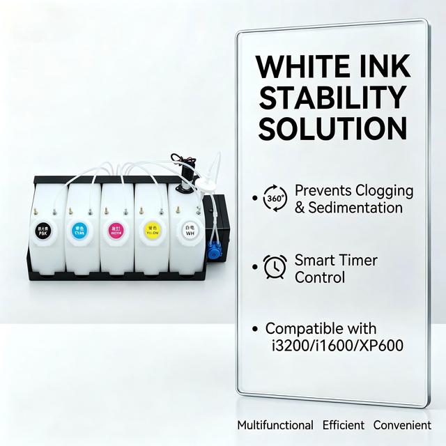 5COLOR 1500 ML DTF Ink Tank Circulation CISS for Epson I3200 I1600 XP 600   Printers White Ink Stirrer Mixer Timer Control