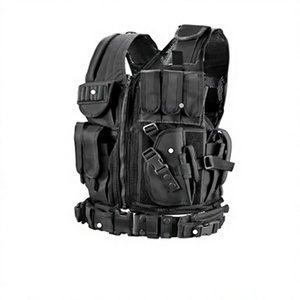 Gilet tactique TRIBON SPORTS TS-TV-014 en nylon noir, bretelles arquées souples, imperméable, poches utilitaires pour la chasse, 21L - Product Image 1