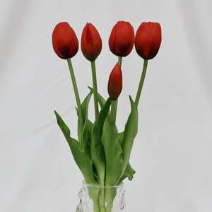 Nouvelle Arrivée 2026 – Fleurs de tulipes artificielles « Real Touch » 40 cm en caoutchouc souple, blanches et roses, pour la décoration de la maison et de mariages - Product Image 3