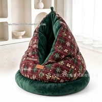 Lit pour animaux de compagnie rond et protecteur Emi-Enclosed, chaud, solide, épaissi, lavable et résistant aux griffures pour chats