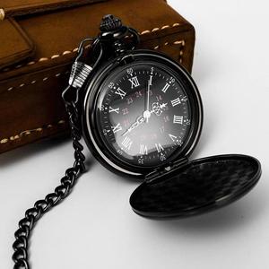 PW02 Montre <span class=keywords><strong>de</strong></span> poche <span class=keywords><strong>de</strong></span> luxe vintage en acier inoxydable noir antique <span class=keywords><strong>de</strong></span> haute qualité, unisexe, quartz, bracelet en acier inoxydable, 42 mm, en boîte, personnalisée - Product Image 1