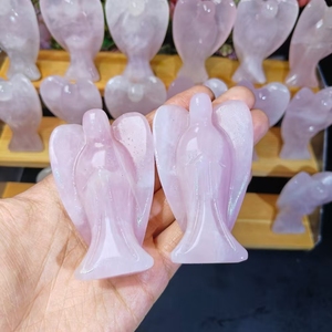 Angelo in Quarzo Rosa Naturale Intagliato a Mano, <span class=keywords><strong>Cristalli</strong></span> di Tendenza per Regali, Prezzo all'Ingrosso - Product Image 2