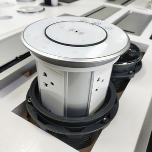 Prise de courant motorisée escamotable intelligente Wi-Fi à 4 côtés avec dessus en verre étanche de haute qualité et chargeur sans fil intégré - Product Image 4