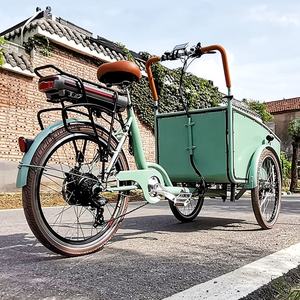 Vélo <span class=keywords><strong>cargo</strong></span> hollandais populaire à 3 roues, tricycle électrique Bakfiets avec chariot - Product Image 2