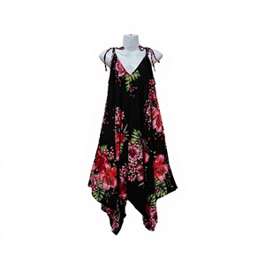 Vestido Maxi con Estampado Floral, Tejido Ecológico, Cuello en V, Sin Mangas, Estilo Boho, Dobladillo Asimétrico, Corte Holgado, Verano, Rayón - Product Image 1