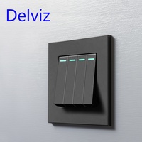 Panneau gris en plastique Delviz, alimentation directe d'usine, contrôleur d'alimentation AC 110V ~ 250V 16A, interrupteur mural à bouton-poussoir 1 gang 2 voies