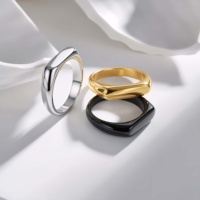 Neuer Cross-Border Damenring, 4mm breit, 18K vergoldet, aus Edelstahlguss, quadratische Form, minimalistischer Instagram-Stil