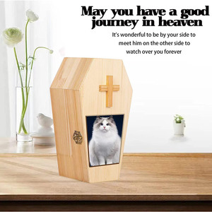 Urna de madera para mascotas con forma de lágrima, 28x10x10cm, tapa abatible segura para memoriales de perros y gatos - Product Image 2