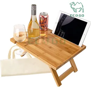 Bambu Mesa De Vinho Portátil Uma Mini Bandeja De Lanche De Piquenique Dobrável para a Praia Camping RV Concertos Ao Ar Livre Mesa De Acampamento