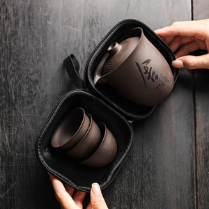 Un Pot trois tasses service à thé Portable violet sable Express tasse lumière luxe voyage théière - Product Image 1