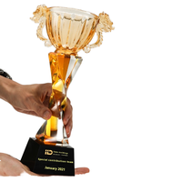 Trophées de verre d'honneur personnalisés Creative Outstanding Staff Competition Awards UV Crystal Souvenirs Trophées