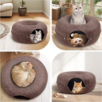 Lit tunnel pour chat en feutre lavable avec fermeture éclair, lit-caverne multifonctionnel en feutre pour animaux de compagnie, maison de jeu intérieure pour chat