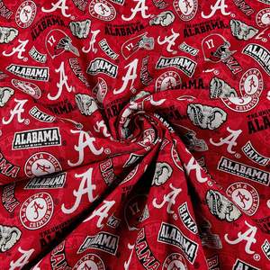 NCAA <span class=keywords><strong>Alabama</strong></span> Crimson Geprint Ademend Terry Stof 100% Katoen 280gsm Medium Gewicht Rood/Wit/Grijs/Zwart voor Meisjes Jongens - Product Image 1