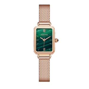 Women Rose Gold Rectangle Quartz <b>Watch</b> Green Dial <b>Black</b> Leather Strap Analog Elegant Fashion Timepiece 26mm - Product Image 3