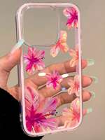 Coque de téléphone portable 2-en-1 en TPU à fleurs roses tendance, changeant de couleur, pour iPhone 14 12 15 17 Air 18 Pro Max