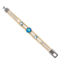 Mode turquie bleu diable oeil alliage boucle Bracelet en cuir multicouche à la main tissage filles accessoires portant Bracelet