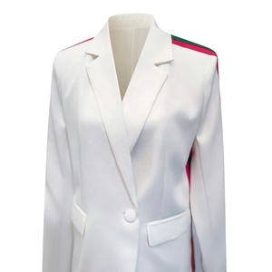 OEM/ODM Stylish Side Stripes <b>White</b> Elegance <b>Blazer</b> Customized |ALPHA| Kapa Sorority Slim Fit Single Breasted Polyester/Spandex - Product Image 4