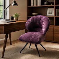 Fauteuil de bureau en velours avec dossier incurvé et assise rembourrée pour chambre, salon ou espace commercial