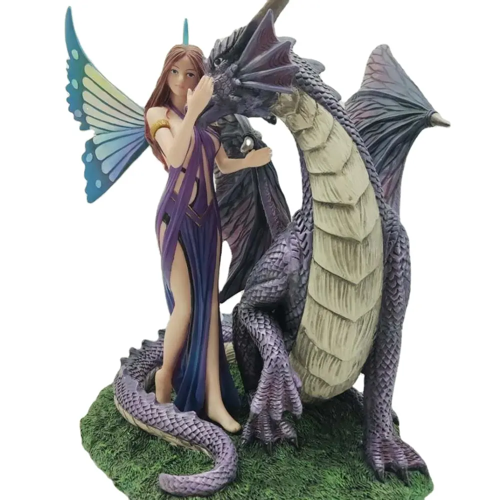 Painted chic figure decoration resin molds dragons and fairy crafts sexy lady Sculptures
