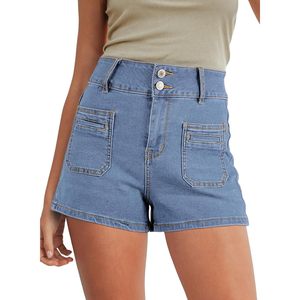 Shorts en jean taille haute pour femme 2025 – Extensibles, effet ventre plat, coupe skinny, style vintage, boutonnés, sexy, pour l'été - Product Image 5