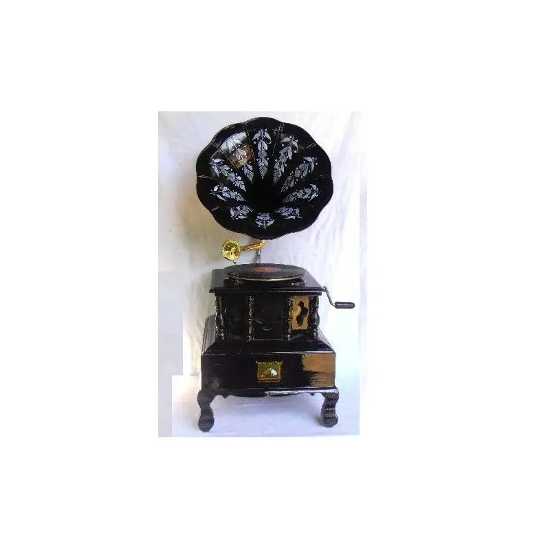 Horn Painted Horn Gramophone With Wooden Base Home Decor Home Decoration Living Room Gramophone