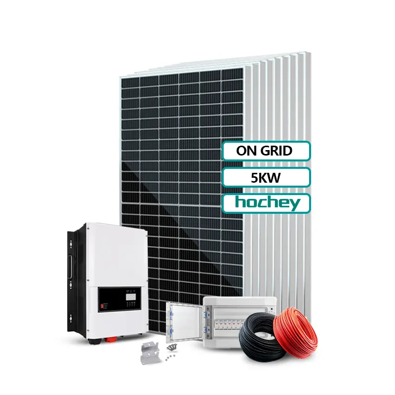 Hochey Panel surya sistem tenaga surya, Panel PV wajah Bifacial 200kW 250kW 300kW sistem tenaga surya On-Grid