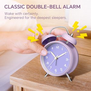 Réveil sonore en métal à quartz de 4,5 pouces avec deux cloches pour les gros dormeurs, silencieux, pour bureau et table de chevet, fonctionne sur piles, pour adolescents et seniors, certifié CE - Product Image 1