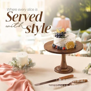 Wooden <b>Cake</b> <b>Stand</b> Round Handmade For <b>Cake</b> Display Party Dessert Table - Product Image 1