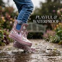 Bottes de pluie Chelsea en caoutchouc pour tout-petits, imprimées de dessins animés, personnalisables OEM, vente en gros d'usine, pour activités extérieures sous la pluie des bébés