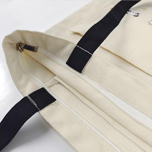 Black Handle Canvas Bag Custom Print Promotional 100% Eco Friendly Canvas Tote Bag