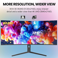 Moniteur 5K 5120*2160P 40 pouces ultra large PBP PIP écran d'ordinateur LED 2500R incurvé 75hz 120hz IPS 1ms LCD moniteur de jeu PC