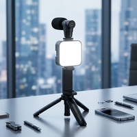 Kit trépied mobile avec microphone, lumière LED, perche à selfie portable pour diffusion en direct, mini support de photographie pour diffusion en direct