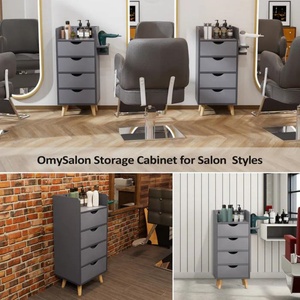 Station de rangement de coiffure Qumeng à 4 niveaux avec 4 tiroirs, 2 supports pour sèche-cheveux et pieds de table surélevés - Product Image 6