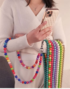 Sangle avec perles acryliques pour téléphone portable, <span class=keywords><strong>collier</strong></span> de lettres pour <span class=keywords><strong>iphone</strong></span>, étui de téléphone portable, multicolore, universel, 10 pièces - Product Image 3
