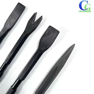 Colección de brocas para <span class=keywords><strong>taladro</strong></span> percutor eléctrico, vástago cuadrado de 20 mm de diámetro, acabado en óxido negro, cabezal de cincel plano, pala de perforación - Product Image 3