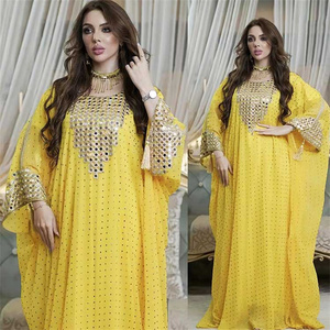 Turquía musulmán Abaya mujeres vestido Conjunto 2 piezas gasa lentejuelas manga murciélago vestido de gran tamaño vestidos Dubai Turquía árabe <span class=keywords><strong>Marruecos</strong></span> caftán - Product Image 2