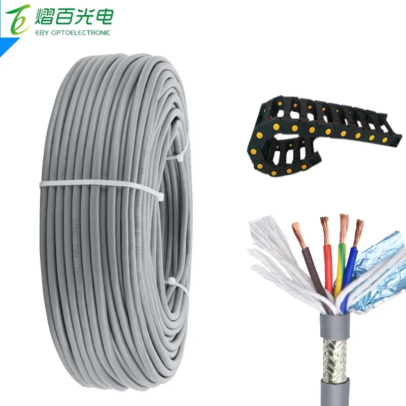 1 Mét TRVVP Cáp Đồng 15 AWG 2/3/4/5/6/7/8 Lõi Dây Dẻo Bảo Vệ Kép Cáp Xích Kéo Cách Điện PVC Màu Xám