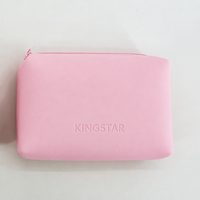 Pochette de maquillage en silicone KINGSTAR Premium, couleur pastel mate, étanche, facile à nettoyer, organiseur de cosmétiques pour sac à main